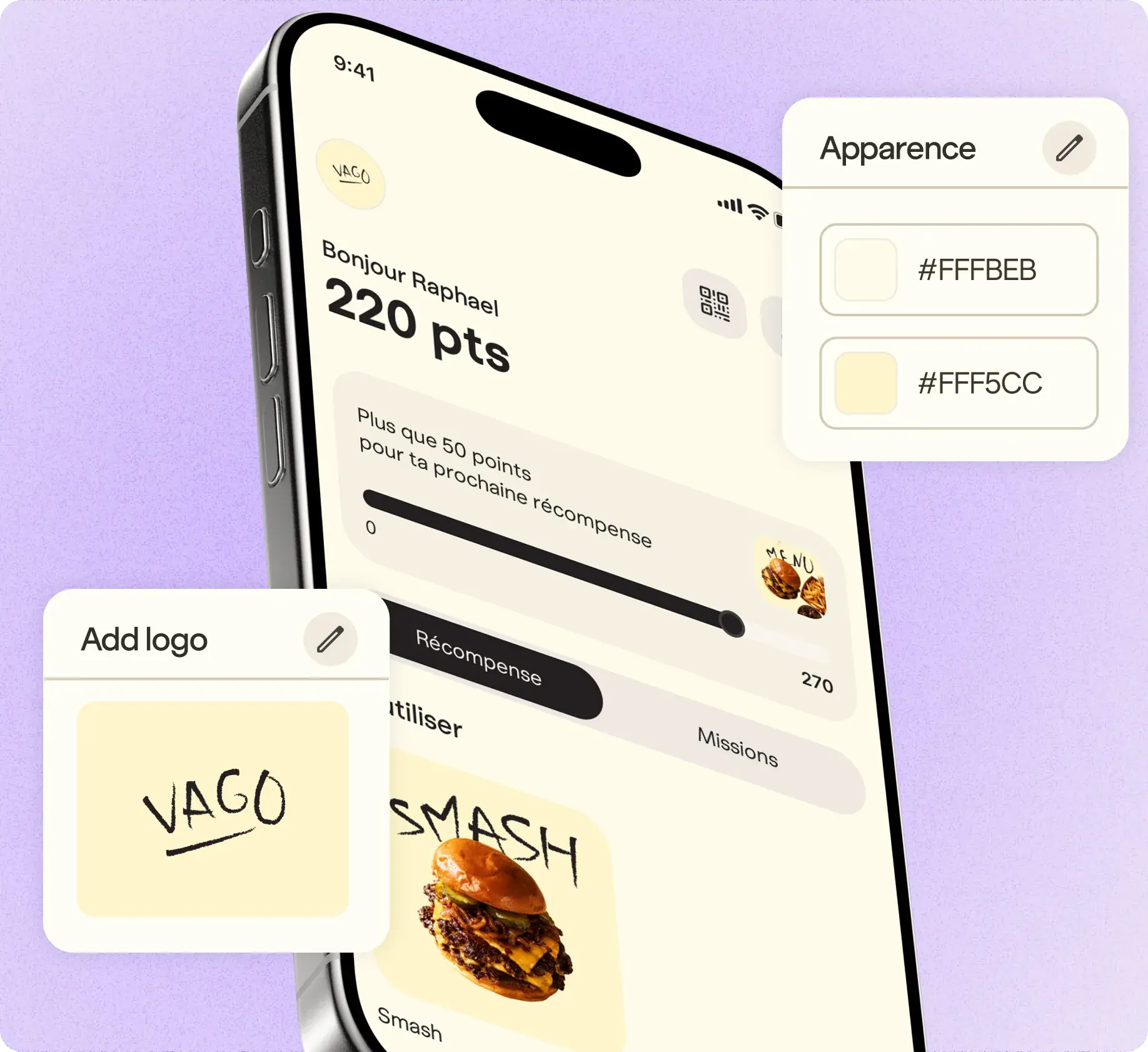 Brand app aux couleurs de la marque : Pongo