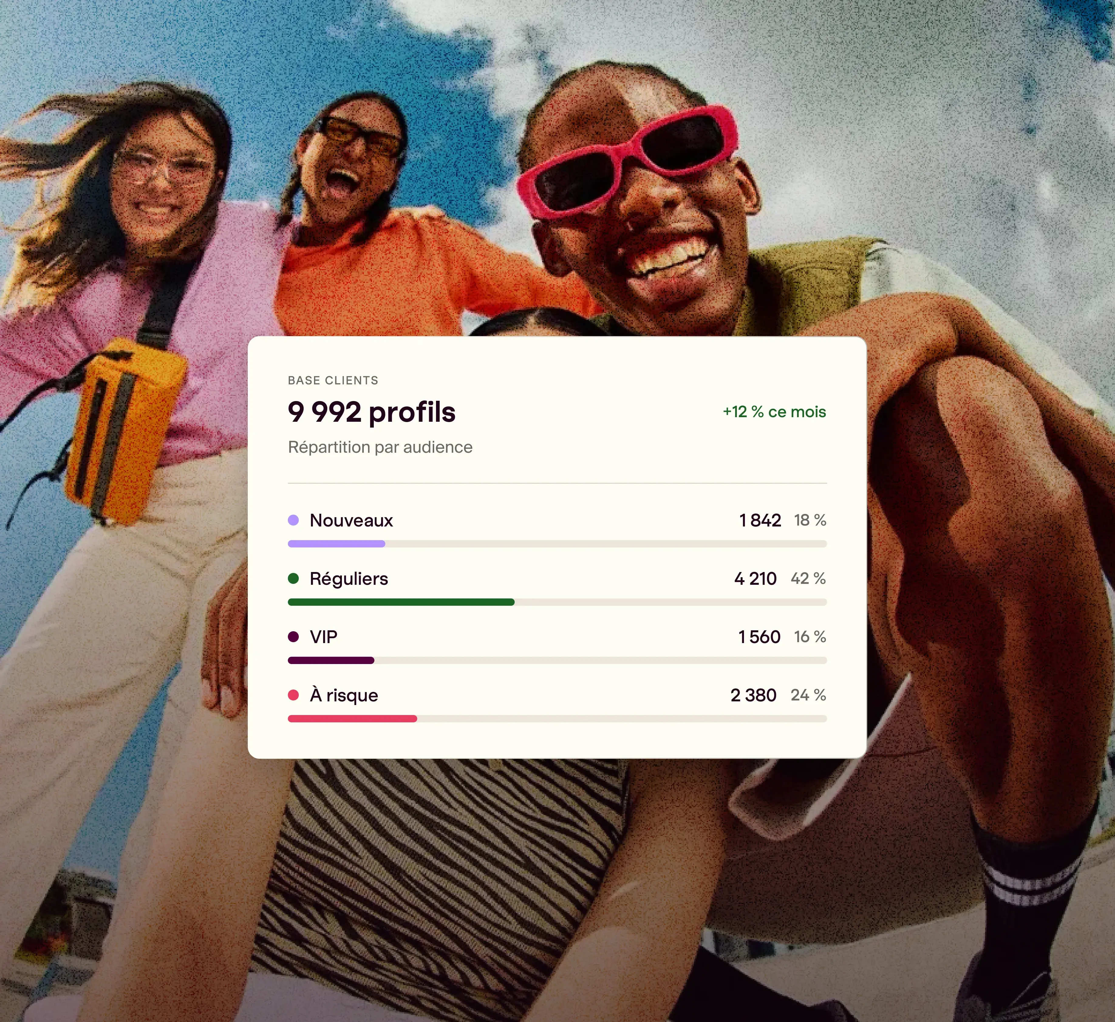 Base clients Pongo : répartition par audience