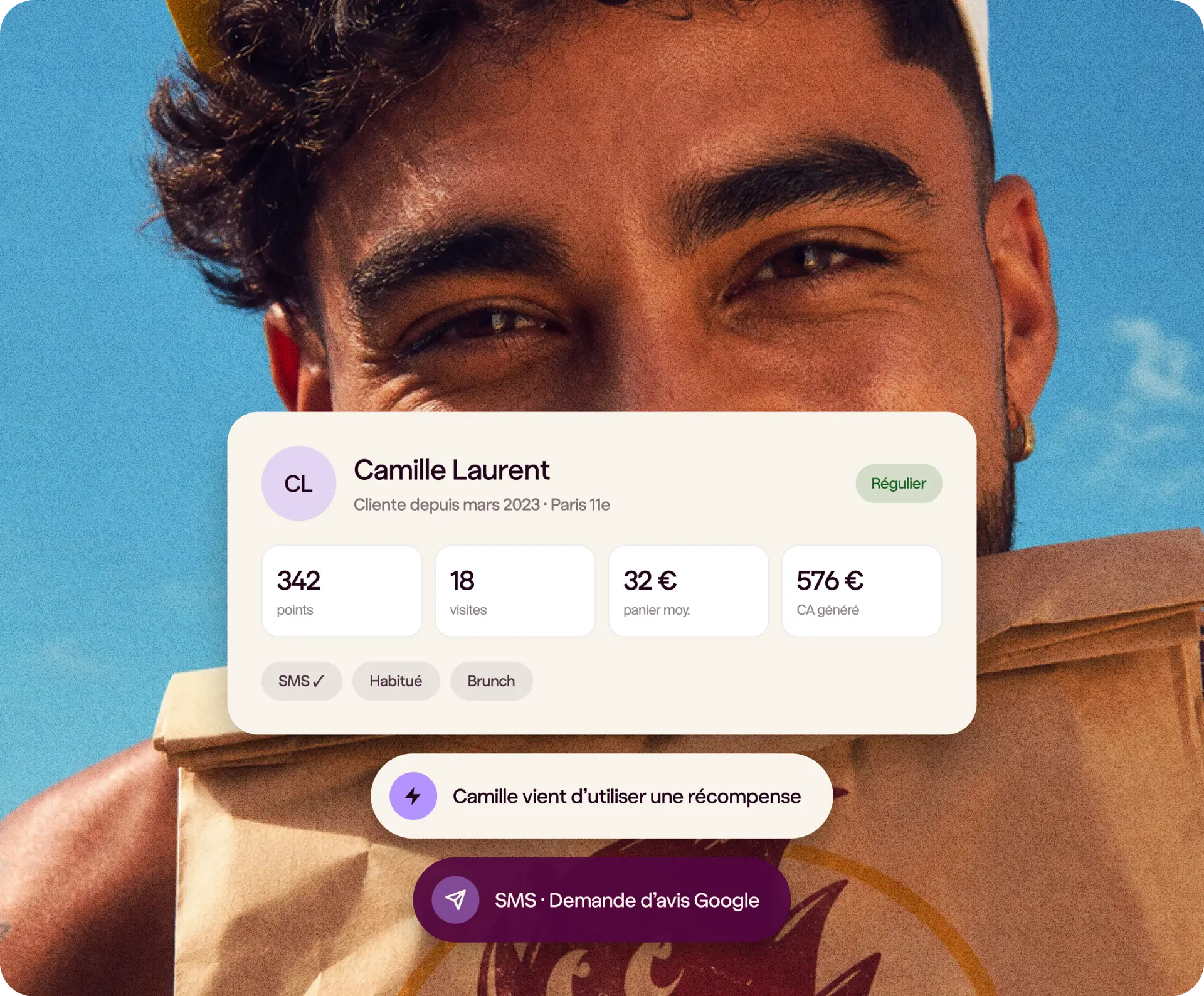 Fiche client enrichie dans le CRM Pongo