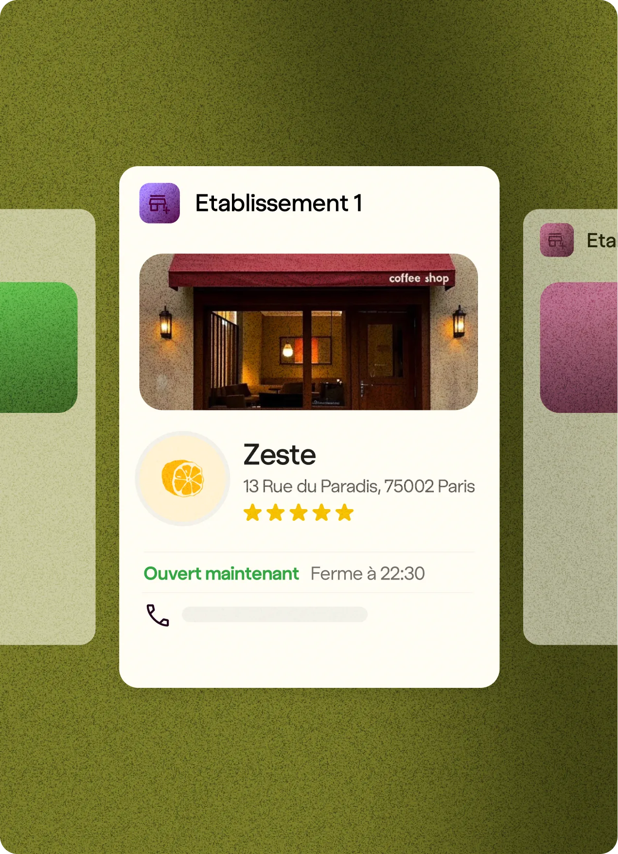 Horaires, menu, photos et avis synchronisés en direct